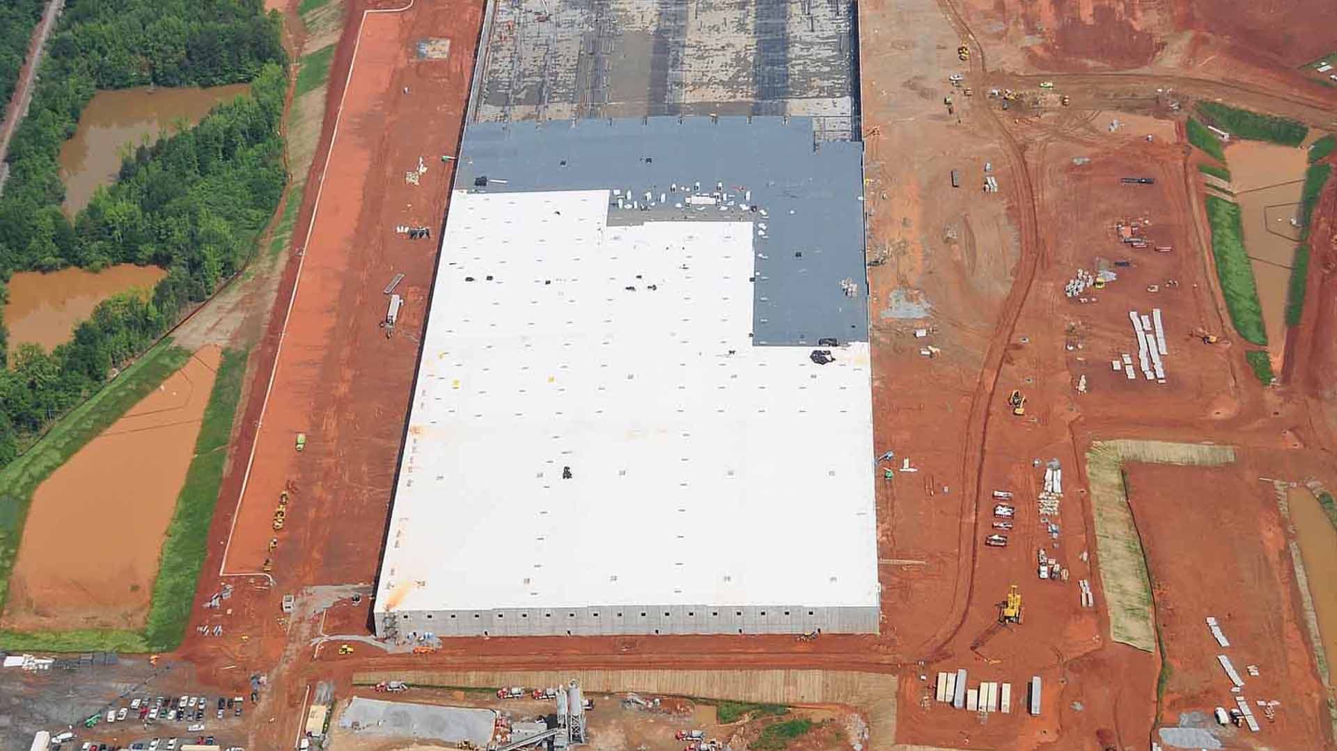 Aerial view of a one-million-square-foot distribution center under construction