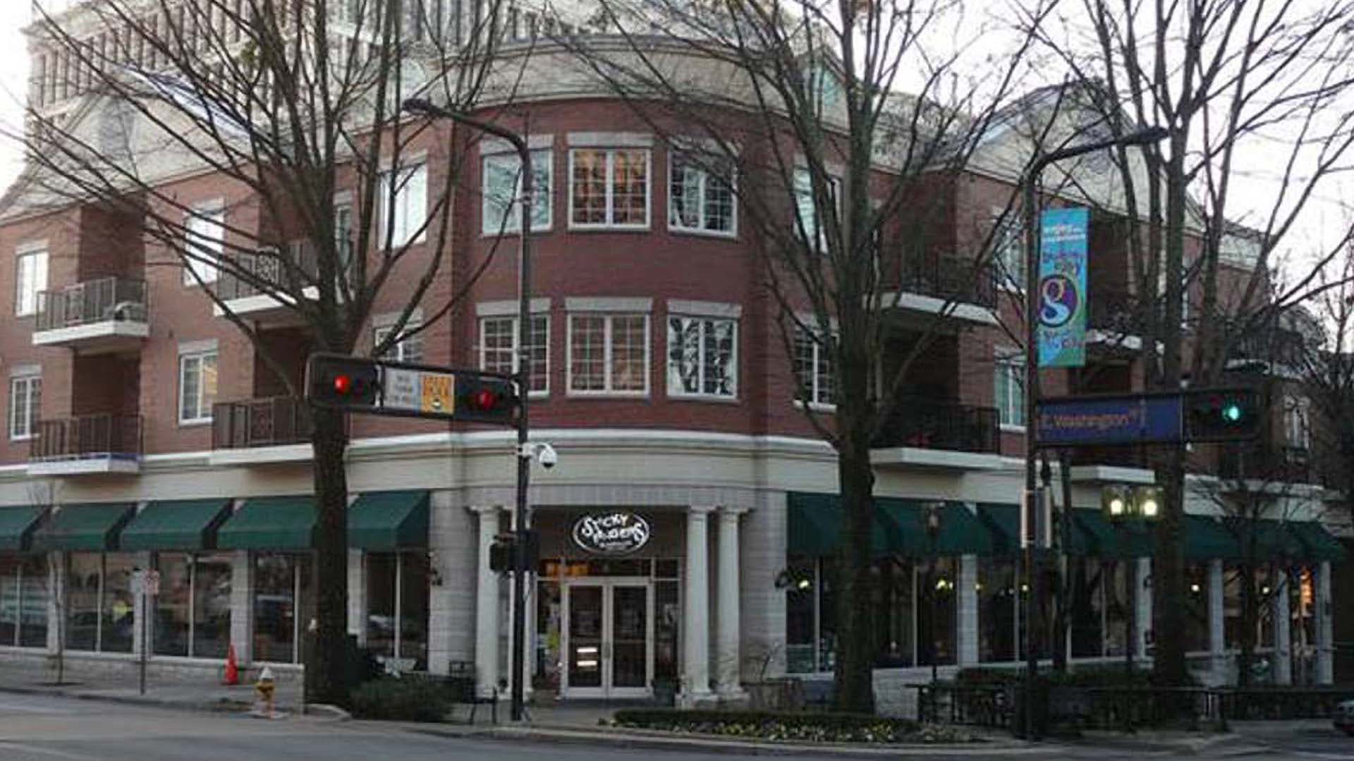 Brick mixed-use building at Wachovia Place on a downtown corner